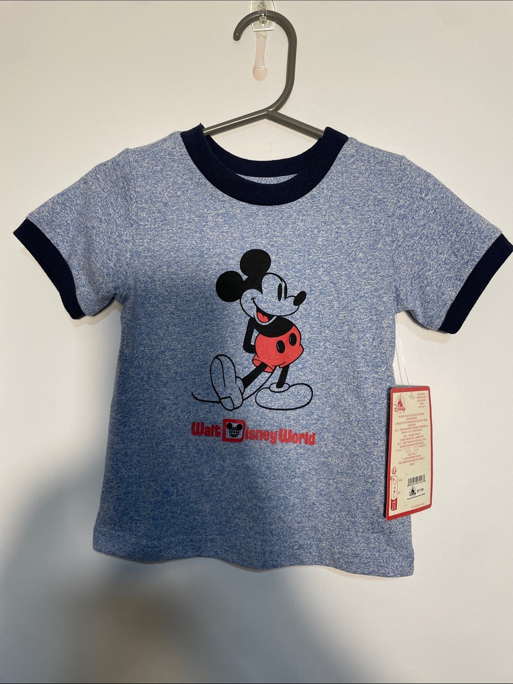 Disney Blue Heather Mickey Mouse Ringer Tee